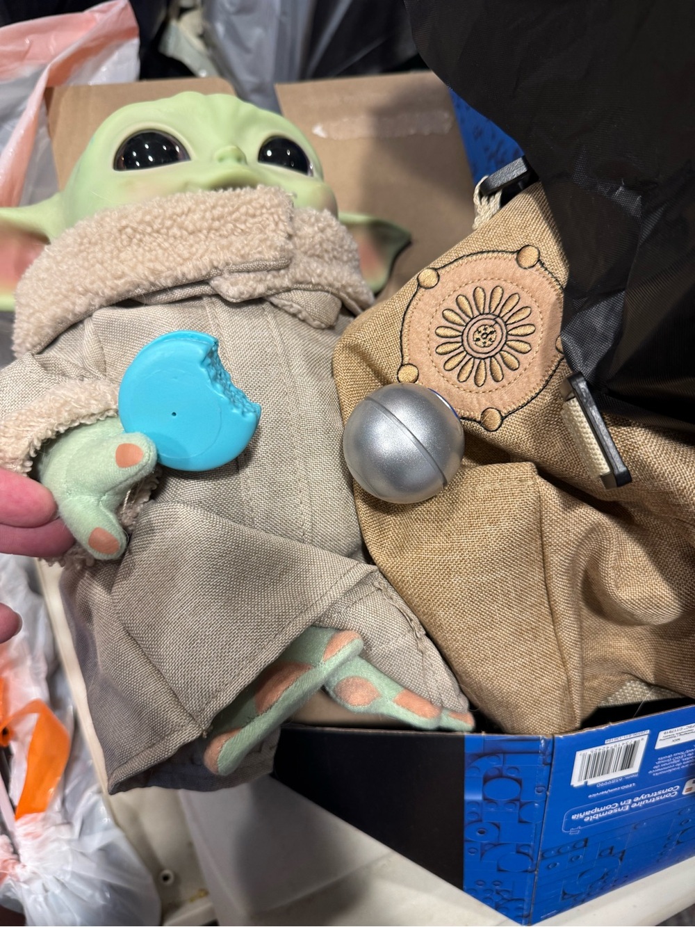 Mattel Grogu Plush with Blue Cookie and Tan Robe